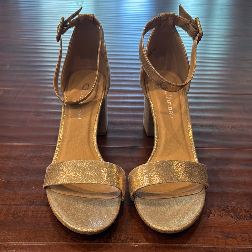CL by Laundry Gold High Heeled Sandals, Size 8.5, EUC!! Worn Once!